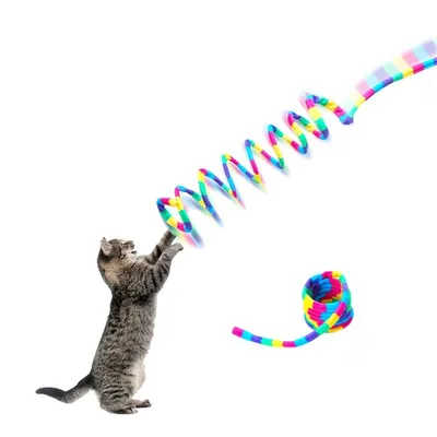 IntiMeg Jouet élastique en bandes arc - en - ciel pour chat