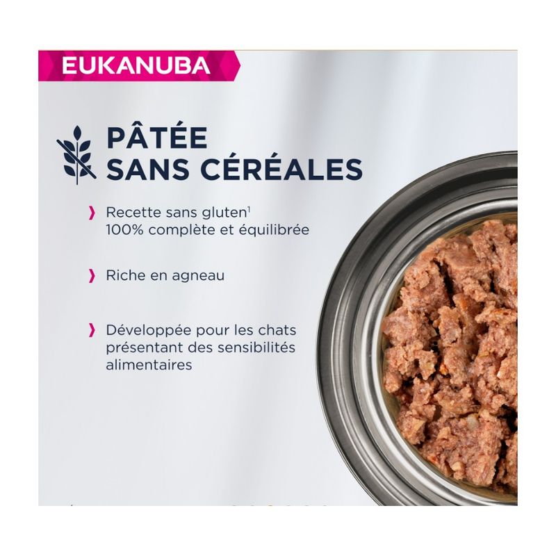 EUKANUBA - Eukanuba - Chat Adulte - Sans céréales - pâtée Agneau