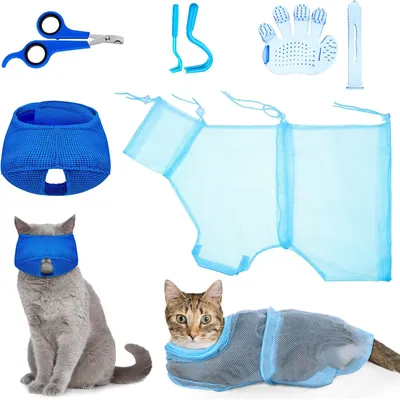 Qinhul Kit de nettoyage et de toilettage pour chat Qinhul Kit de nettoyage et de toilettage pour chat