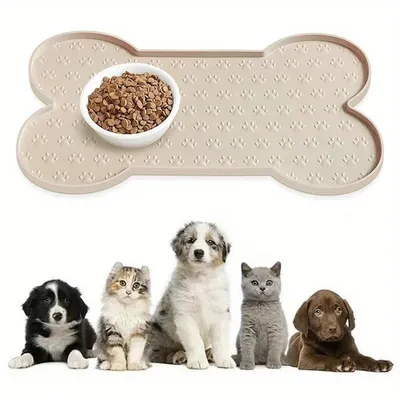 Qinhul Alfombrilla antideslizante de silicona para comederos gatos perros