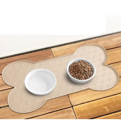 Qinhul Alfombrilla antideslizante de silicona para comederos gatos perros