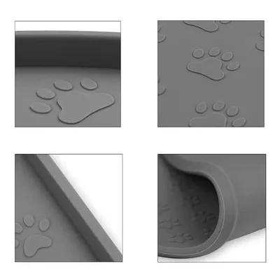 Qinhul Tapis de nourriture antidérapant en silicone pour chats et chiens Qinhul Tapis de nourriture antidérapant en silicone pour chats et chiens