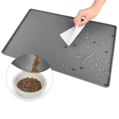 Qinhul Tapis de nourriture antidérapant en silicone pour chats et chiens Qinhul Tapis de nourriture antidérapant en silicone pour chats et chiens