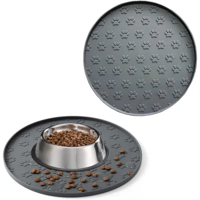 Qinhul Set de table rond en silicone pour chat et chien