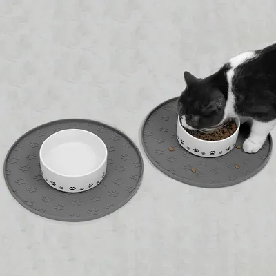 Qinhul Set de table rond en silicone pour chat et chien