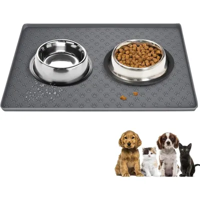 Qinhul Tapis de nourriture antidérapant en silicone pour chats et chiens Qinhul Tapis de nourriture antidérapant en silicone pour chats et chiens
