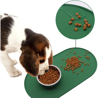 Qinhul Tapis de nourriture pour chien en silicone