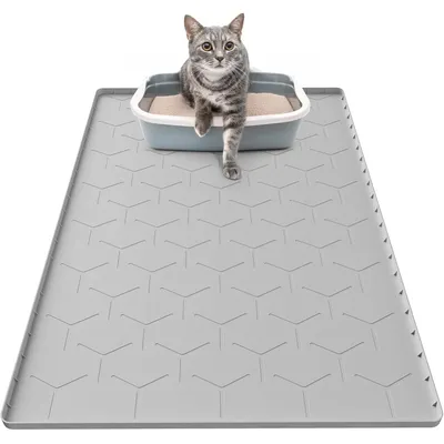 Qinhul Tapis de litière pour chat résistant aux éclaboussures