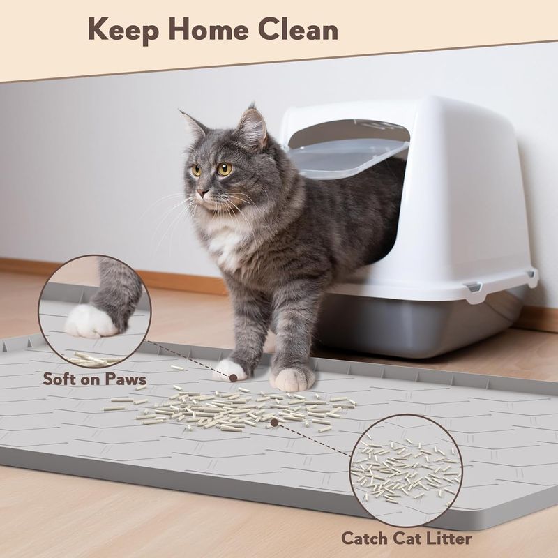 Qinhul Tapis de litière pour chat résistant aux éclaboussures