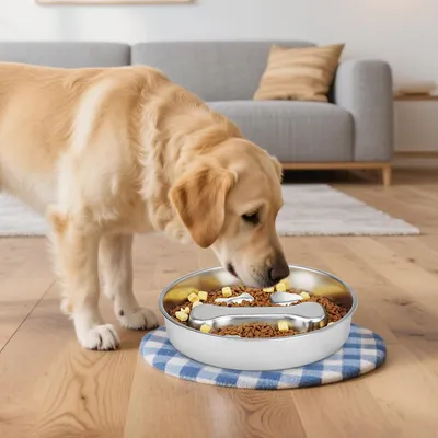 Gamelle pour chien à alimentation lente en acier inoxydable