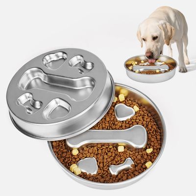 Gamelle pour chien à alimentation lente en acier inoxydable