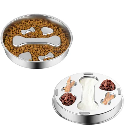 Gamelle pour chien à alimentation lente en acier inoxydable