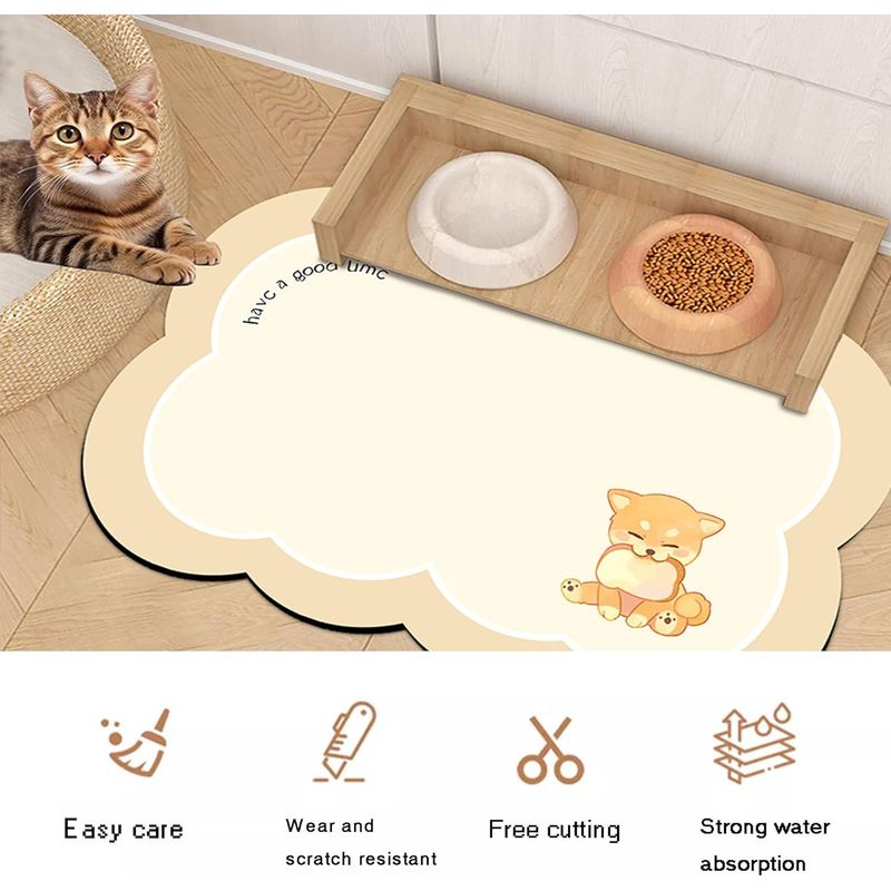 Qinhul Tapis d'alimentation pour chat