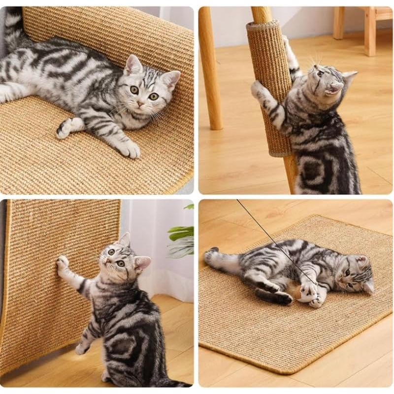 Qinhul Tapis à gratter en sisal pour chat
