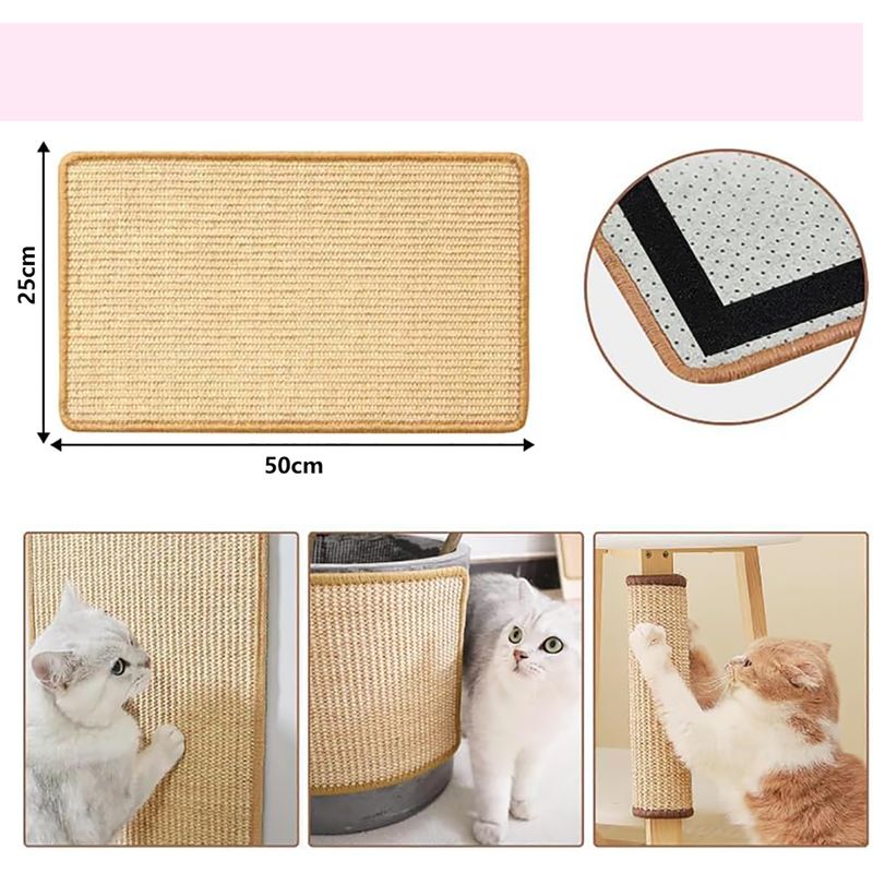 Qinhul Tapis à gratter en sisal pour chat