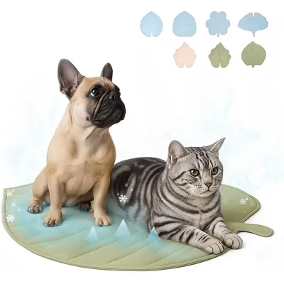 Qinhul Tapis rafraîchissant en forme de feuille pour chats et chiens Qinhul Tapis rafraîchissant en forme de feuille pour chats et chiens