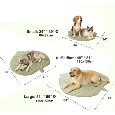 Qinhul Tapis rafraîchissant en forme de feuille pour chats et chiens