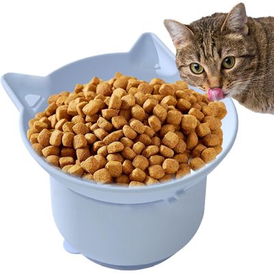 Qinhul Cuenco para gatos de silicona con asiento alto y ángulo