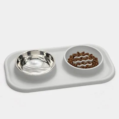 Qinhul Gamelle double Slow Food pour chat et chien Qinhul Gamelle double Slow Food pour chat et chien