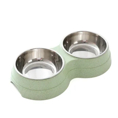 Qinhul Gamelle double pour chat en acier inoxydable