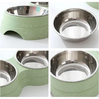 Qinhul Gamelle double pour chat en acier inoxydable