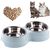 Qinhul Gamelle double pour chat en acier inoxydable