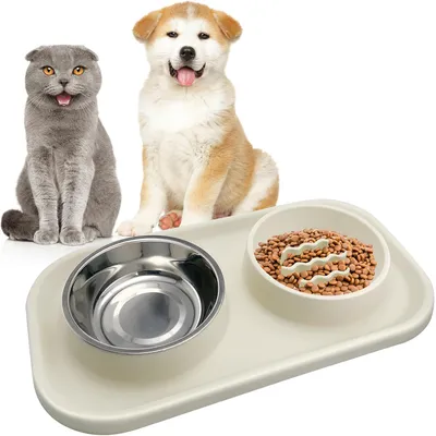 Qinhul Gamelle double Slow Food pour chat et chien Qinhul Gamelle double Slow Food pour chat et chien
