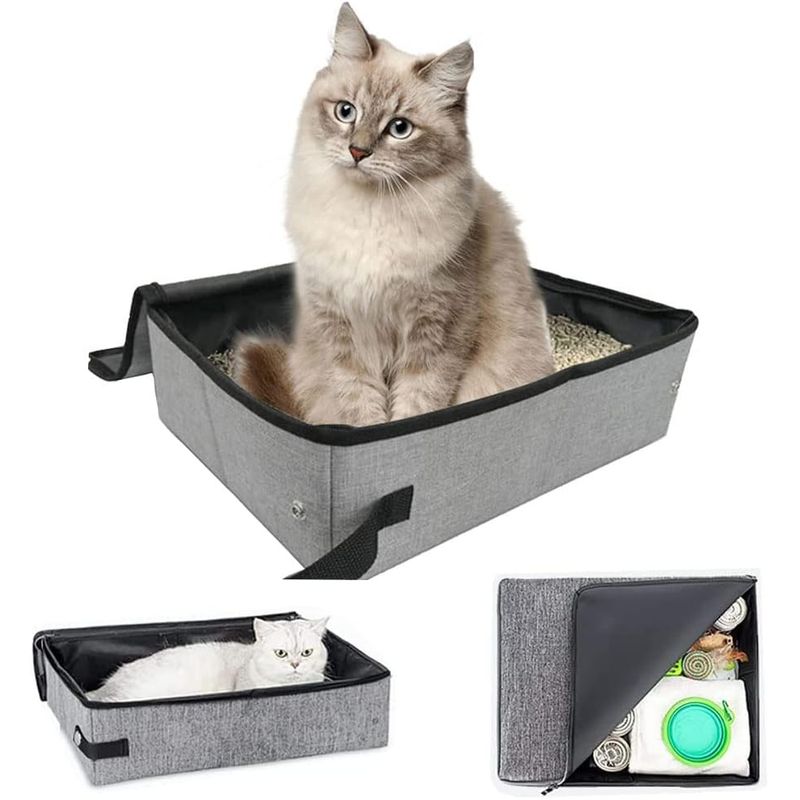 Qinhul Bassin de litière de chat imperméable pliable