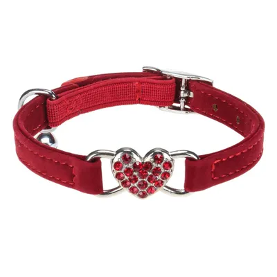 Qinhul Collier pour chat en strass en forme de cœur Qinhul Collier pour chat en strass en forme de cœur