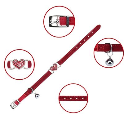Qinhul Collar para gato con pedrería en forma de corazón