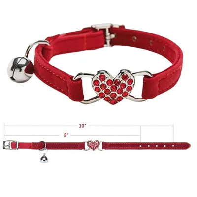 Qinhul Collier pour chat en strass en forme de cœur