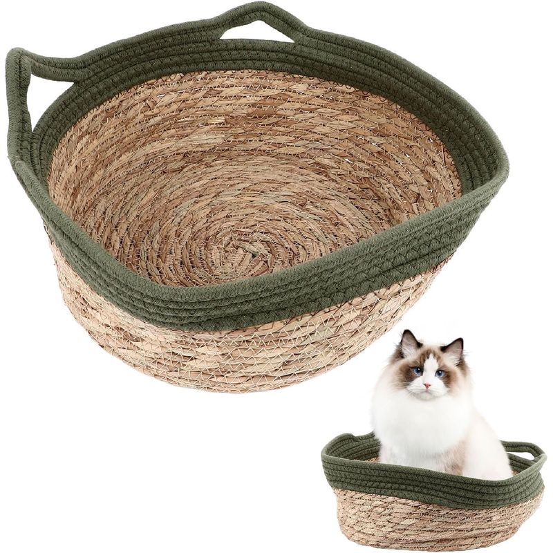 Qinhul Lit pour chat en paille