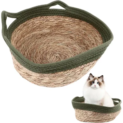 Qinhul Lit pour chat en rotin pour toutes les saisons