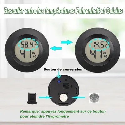 ZooVenture Mini Hygromètre Thermomètre Numérique Pour Reptiles Lot De 2