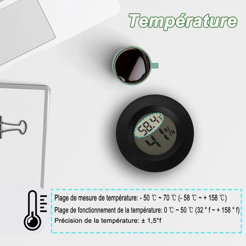 ZooVenture Mini Hygromètre Thermomètre Numérique Pour Reptiles Lot De 2