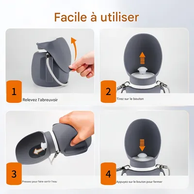 FurryFusion Bouteille d'eau pliable pour chien 800 ml