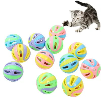 FurryFusion Lot de 12 boules colorées en forme de cloche pour chat