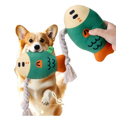 FurryFusion Jouet en peluche pour chien en forme de poisson simulé