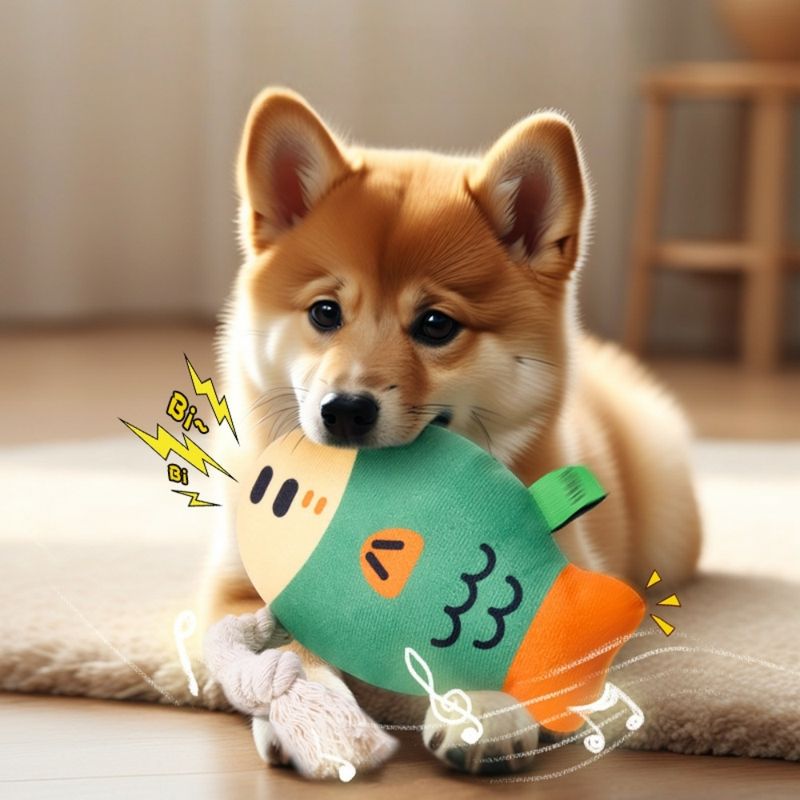 FurryFusion Jouet en peluche pour chien en forme de poisson simulé