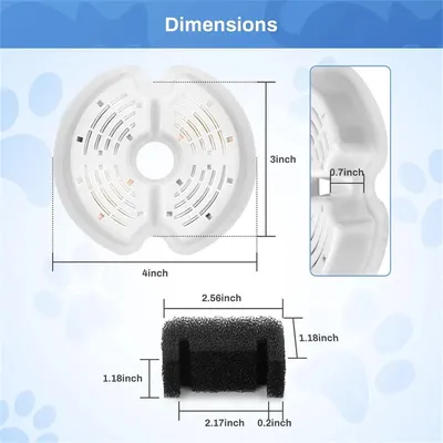 IntiMeg 4PCS Filtres pour Fontaine Eau Chat pour 2L Fontaine Chat