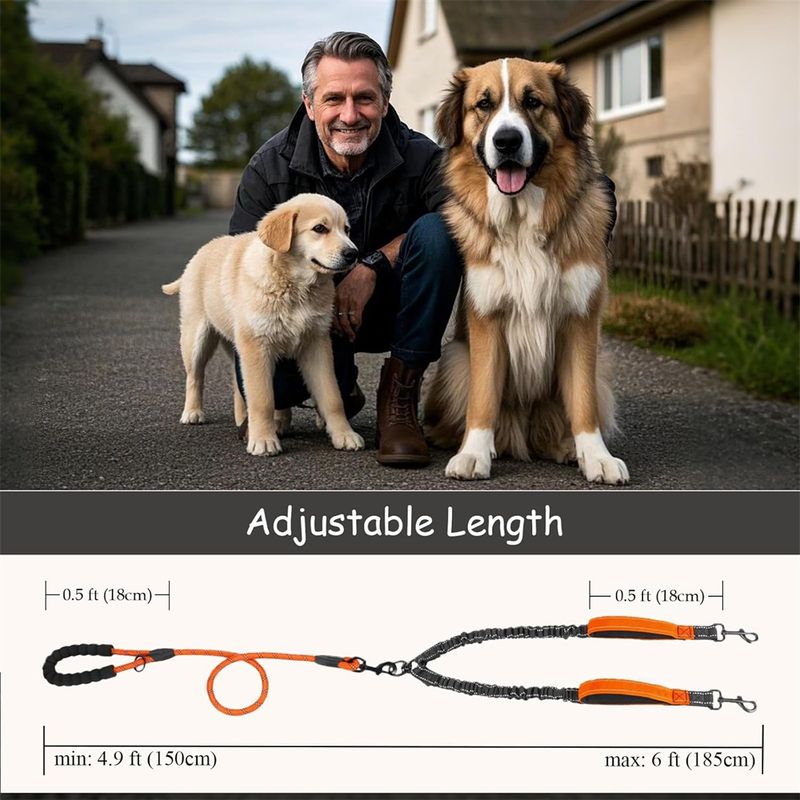 IntiMeg Laisse de traction pour deux chiens