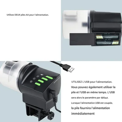 ZooVenture Mangeoire Électrique Rechargeable Pour Poissons Synchronisation