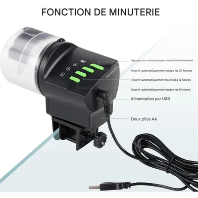 ZooVenture Mangeoire Électrique Rechargeable Pour Poissons Synchronisation