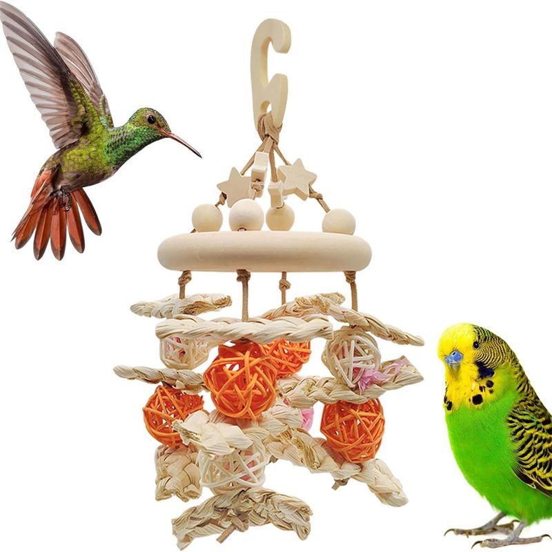 IntiMeg Jouet pour perroquet en bois naturel