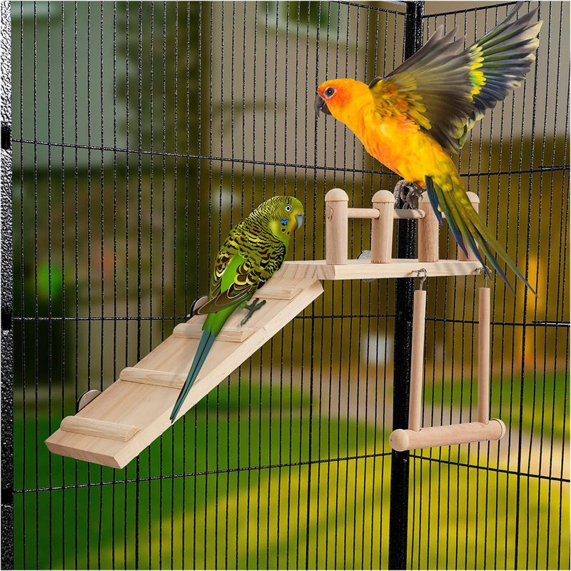 IntiMeg Plateforme d'habitation en bois pour cage d'oiseaux