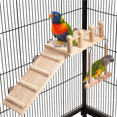 IntiMeg Plateforme d'habitation en bois pour cage d'oiseaux