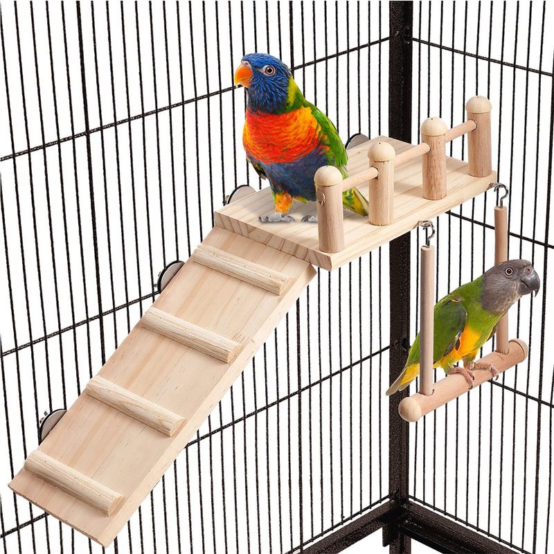 IntiMeg Plateforme d'habitation en bois pour cage d'oiseaux