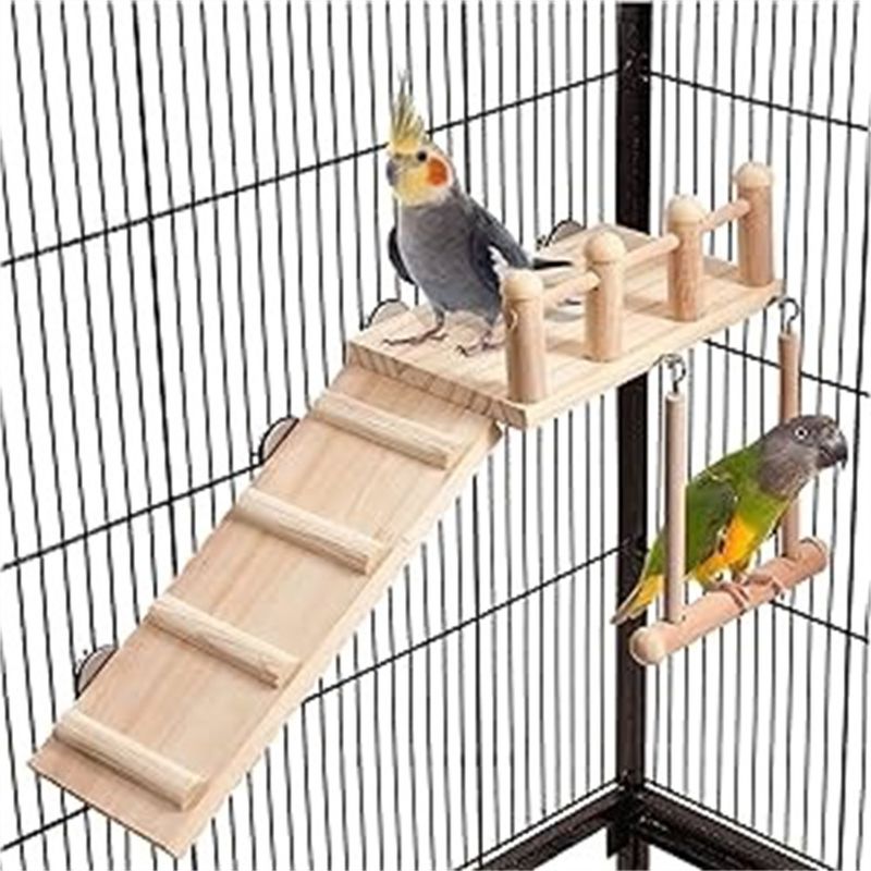 IntiMeg Plateforme d'habitation en bois pour cage d'oiseaux