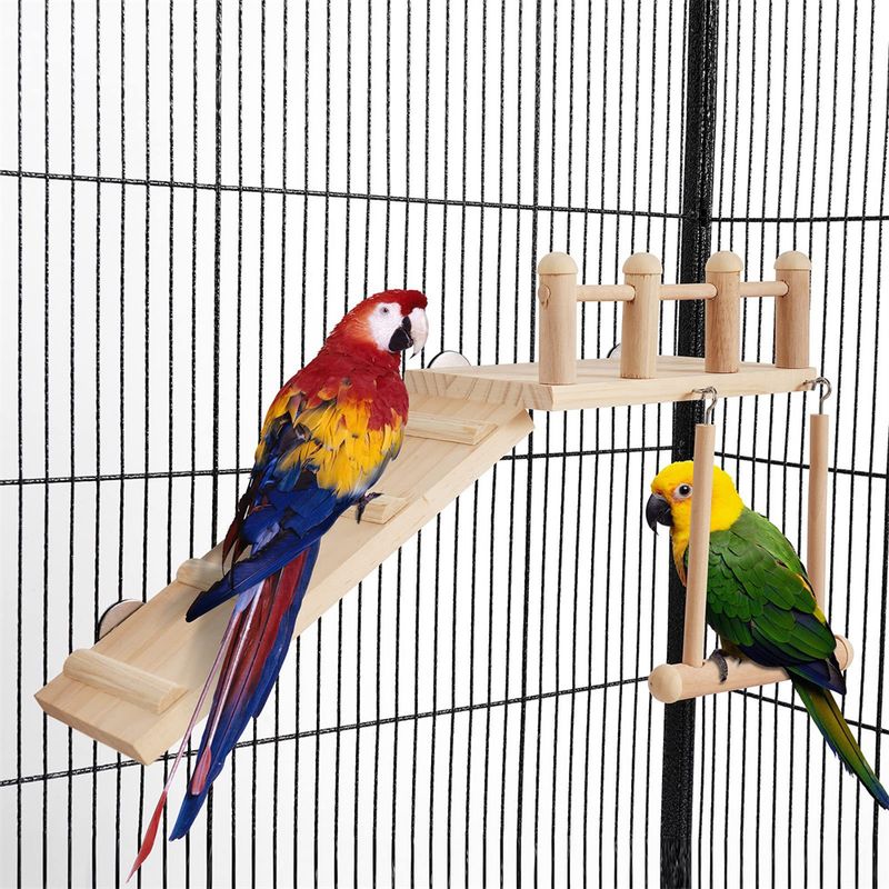 IntiMeg Plateforme d'habitation en bois pour cage d'oiseaux