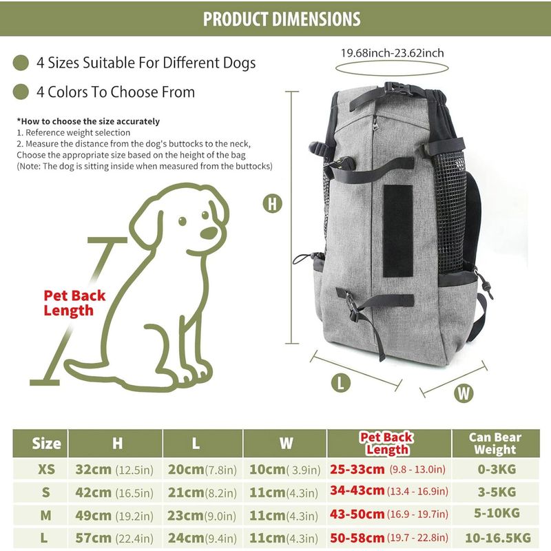 UAMLY Sac de transport respirant pour chien pour la randonnée